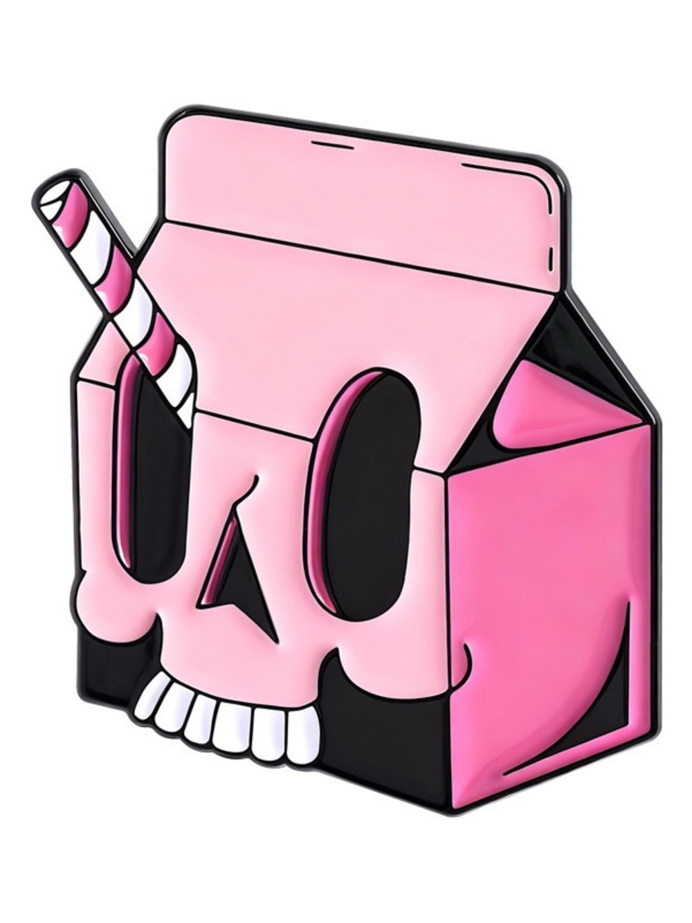 Pink Skull Milk Carton Enamel Pin Gothic Creepy Cute Strawberry Milk Lapel